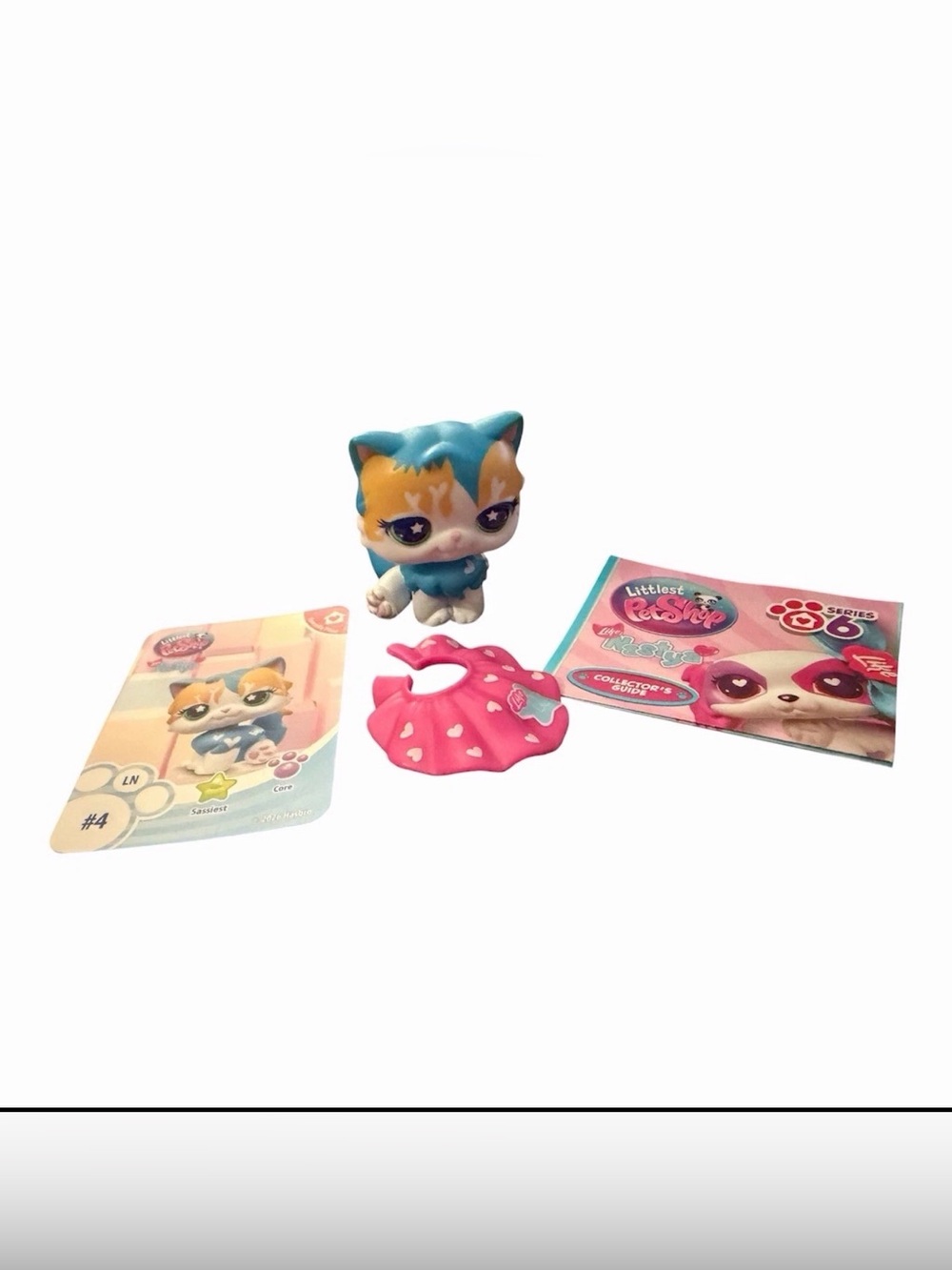 Littlest Pet Shop Blue & Orange Cat Figure with Pink Heart Dress